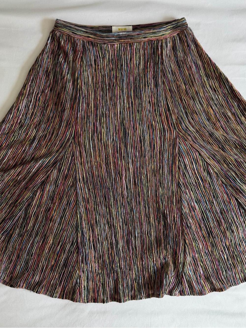 Maeve Anthropologie "Freya" Colorful Stripe Knit A-Line Midi Skirt